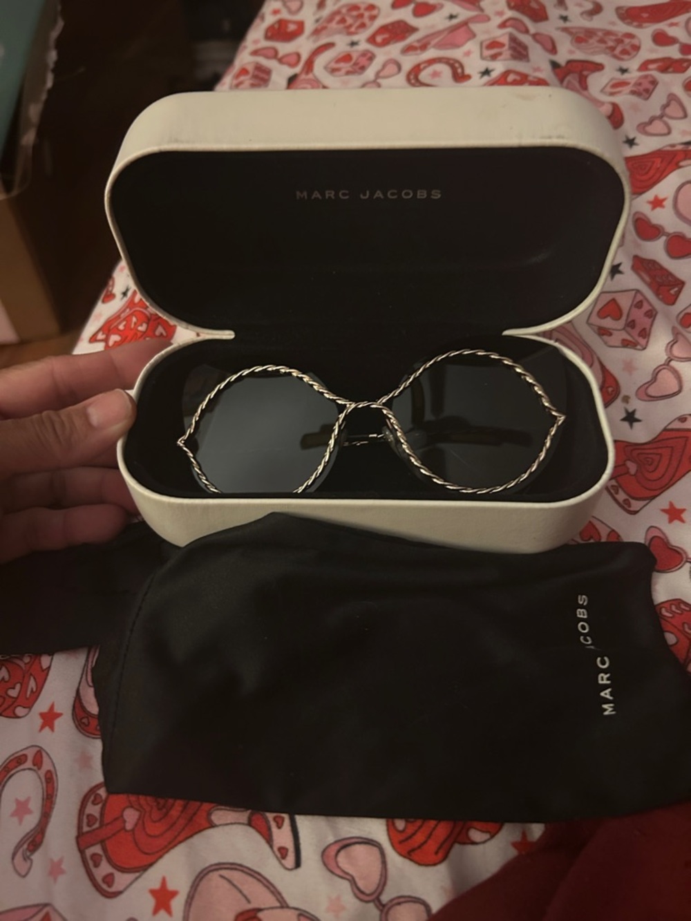 Marc Jacobs Gold Twisted Frame Sunglasses with Black Lenses